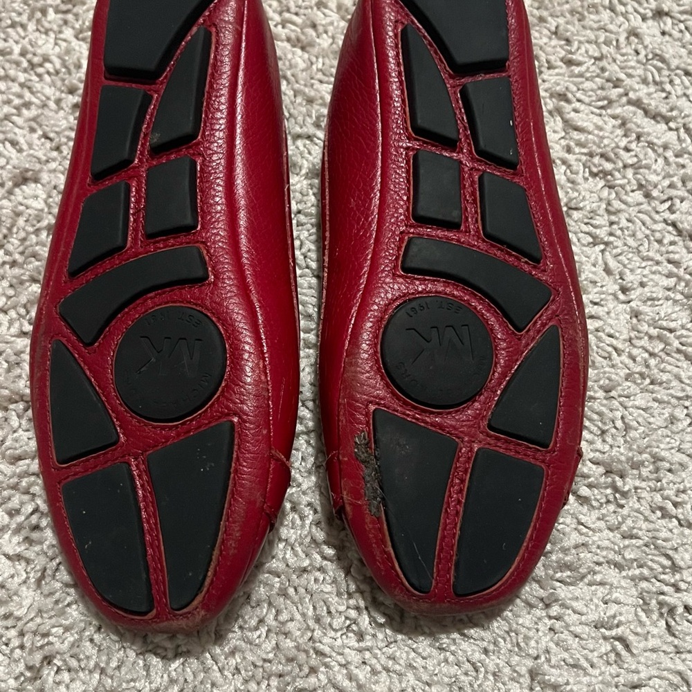 Michael Kors Red Flats with Silver Emblem - Picture 6 of 10